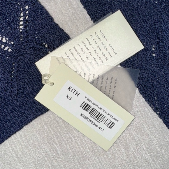NWT Kith Womens Tori Blue Navy Cardigan Sweater Top Crochet New Knit Nocturnal - Picture 3 of 10